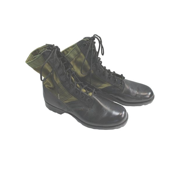 Olive Drab Leather Military Jungle Boots 5R Korea 88400 - Picture 1 of 10